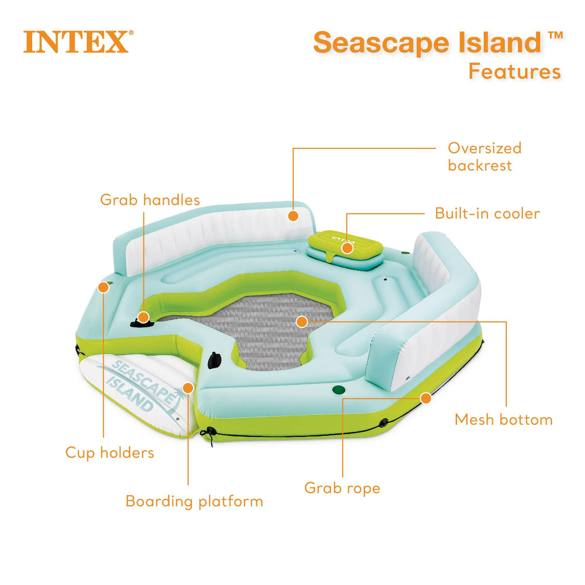 Inflatable Island Float with Built In Cooler and Cup Holder E40580