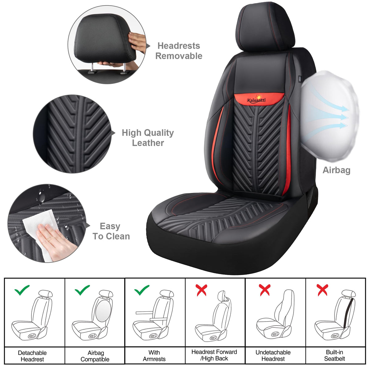 PU Leather Waterproof Car Seat Covers Full Set K712644