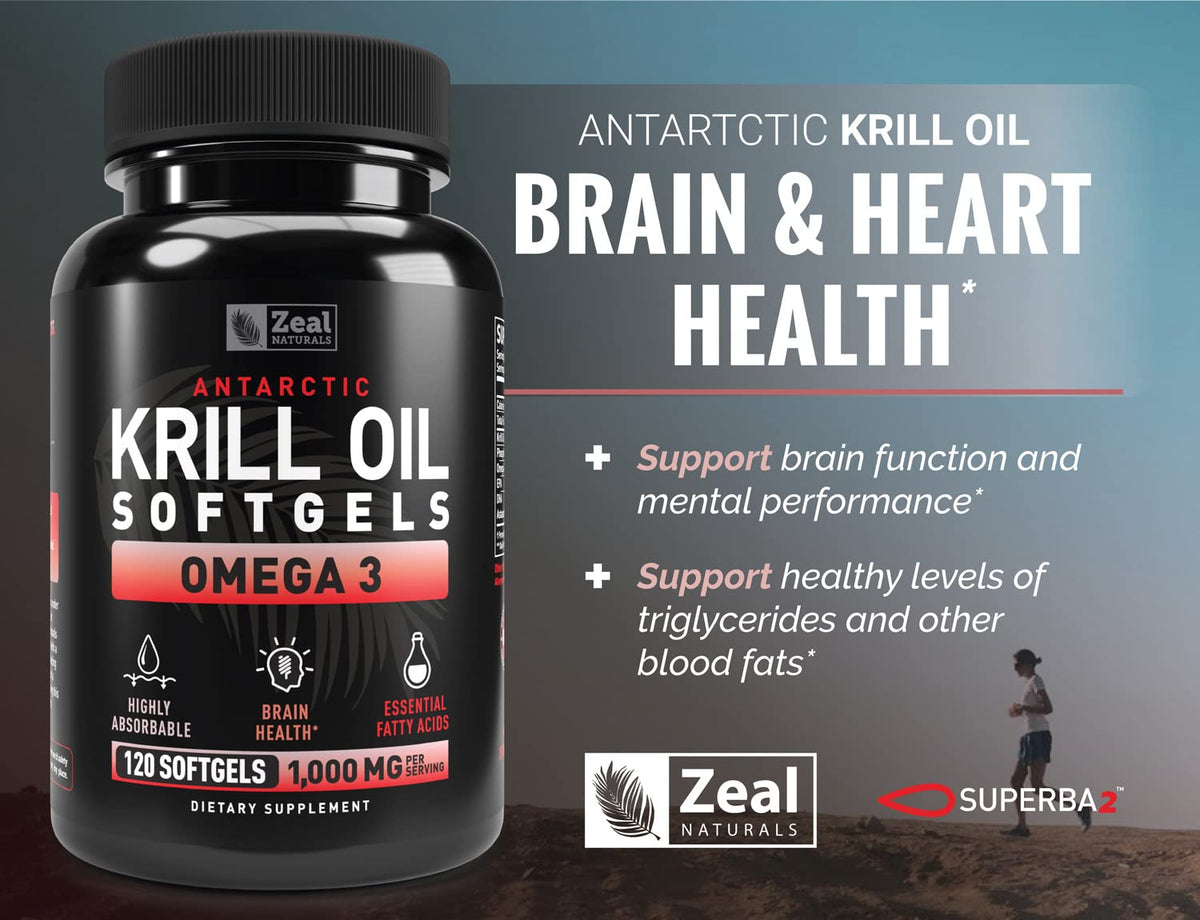 Krill Oil 1000mg 120 Softgels Omega 3 Supplement with EPA DHA Astaxanthin M64647