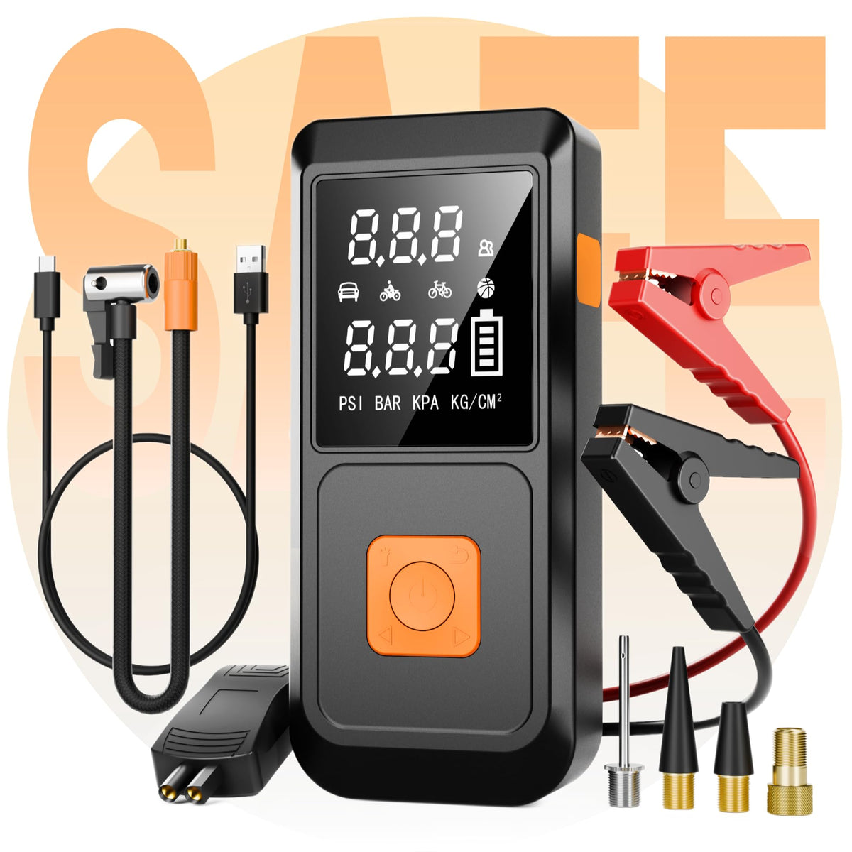 Car Battery Jump Starter with Air Compressor 4000A 150PSI 20000mAh C7944