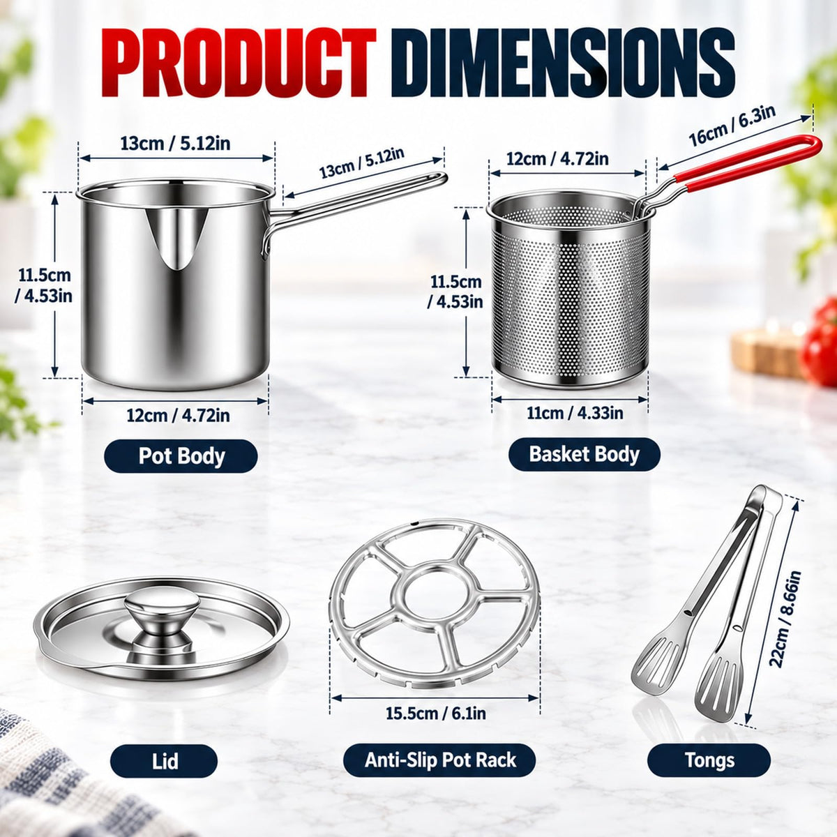 Stainless Steel Pot with Draining Basket, Five Piece Set N146
