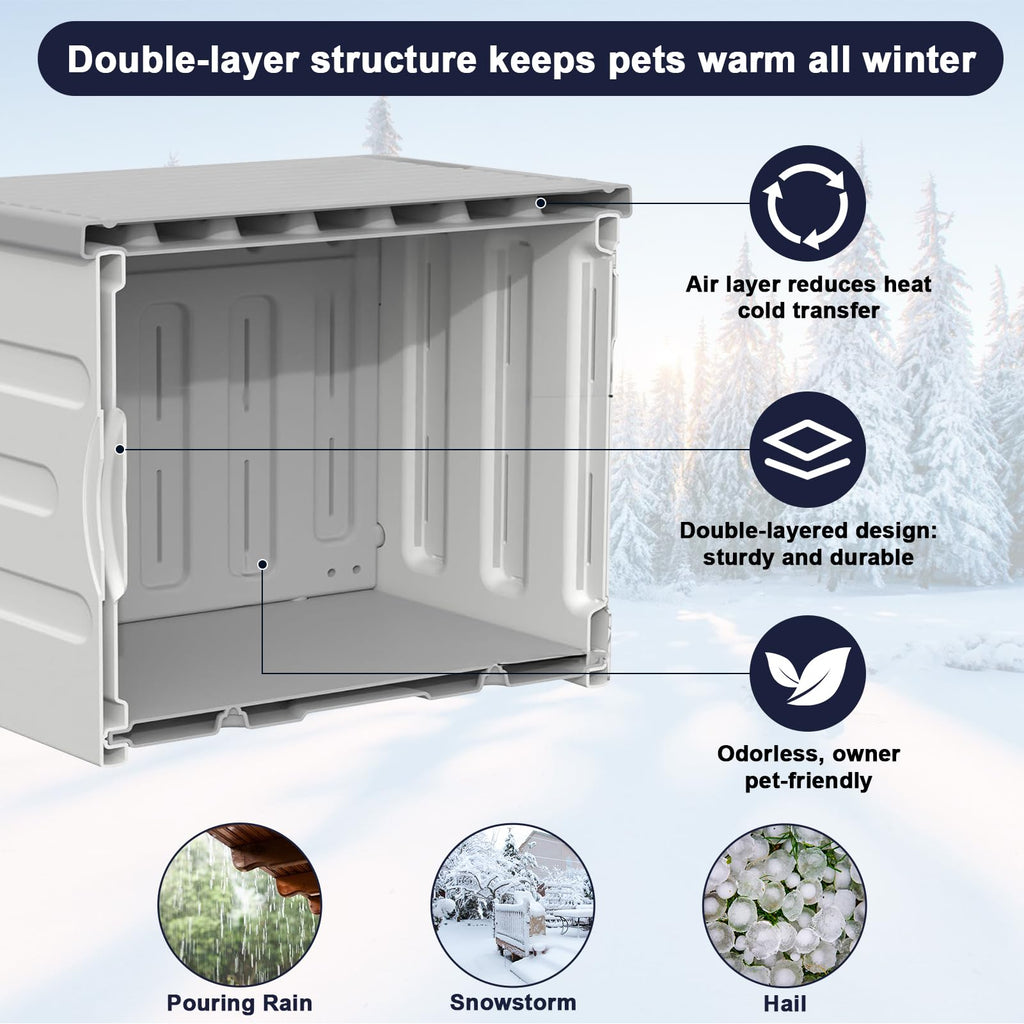 Heated Cat House with Safety Escape Doors and Heating Pads Y61795