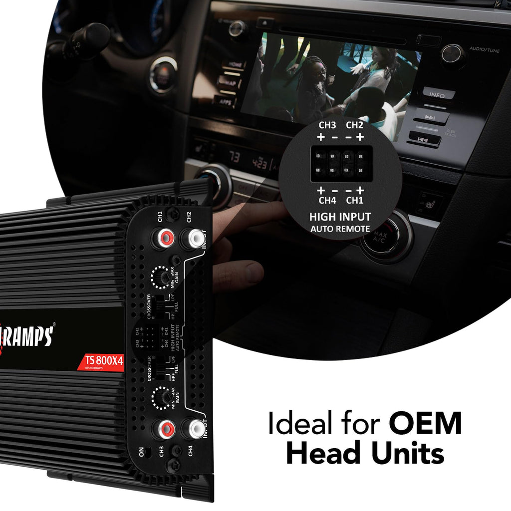 Black 800W RMS 4 Channel Class D Car Amplifier A123