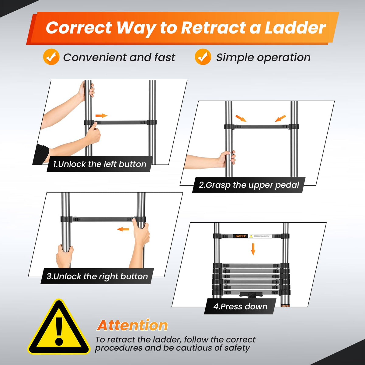 12.5 FT Telescoping Ladder with Hooks I57742
