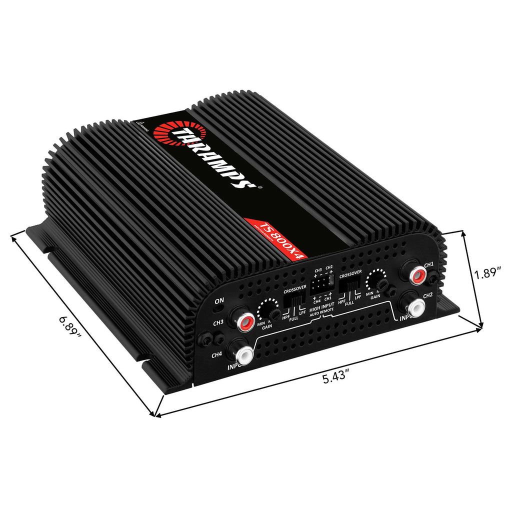 Black 800W RMS 4 Channel Class D Car Amplifier A123