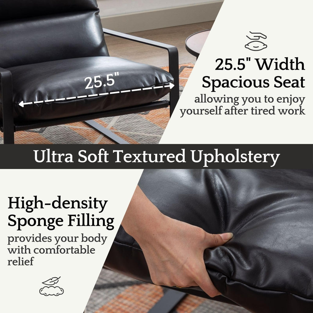 Black PU Leather Accent Armchair N501