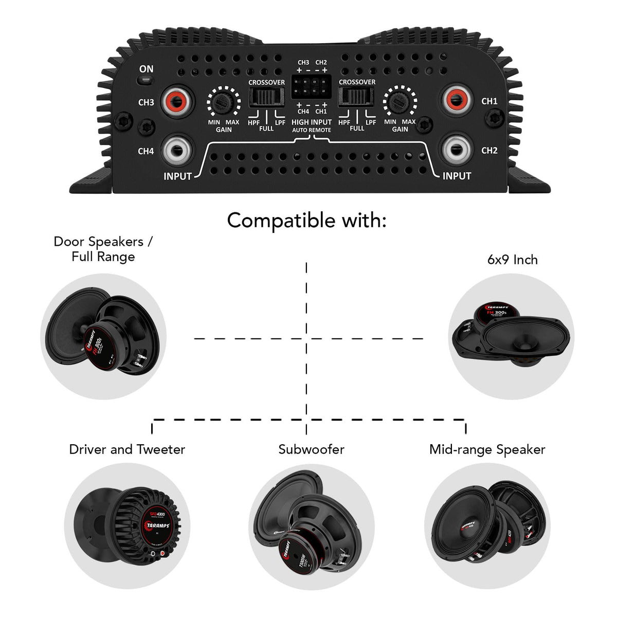 Black 800W RMS 4 Channel Class D Car Amplifier A123