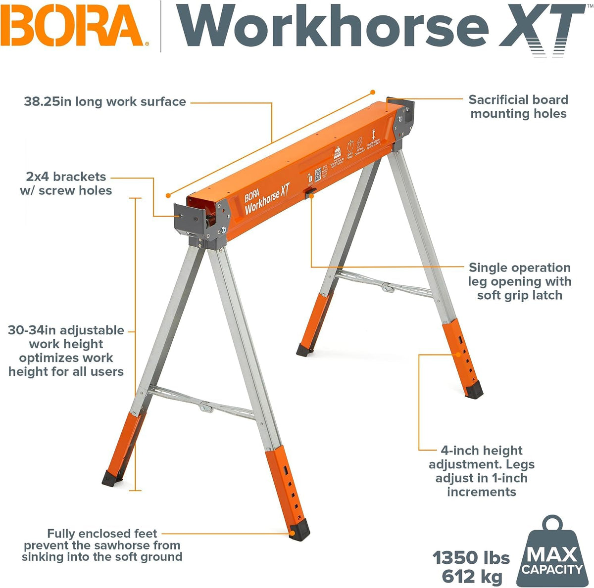 2 Pack Adjustable Folding Heavy Duty Sawhorse M789