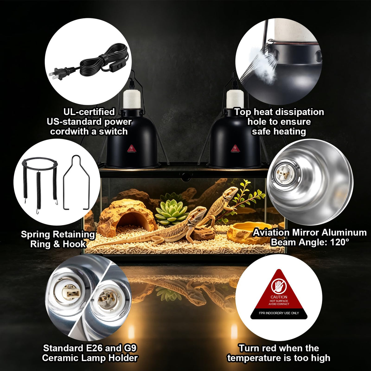 Ceramic Socket Reptile Heat Lamp Kit M7810