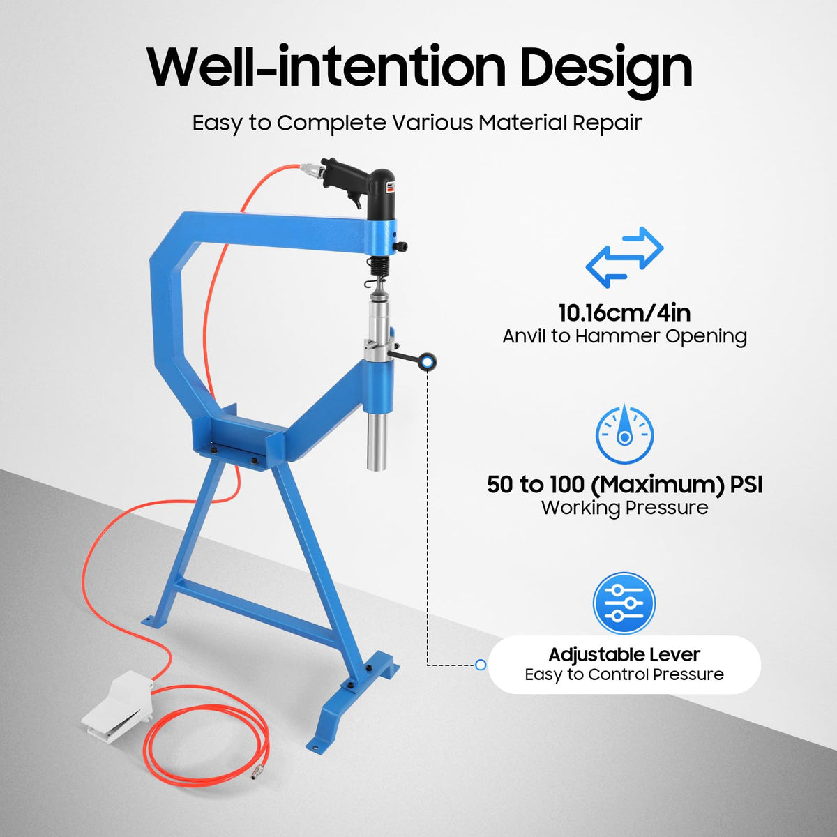 Pneumatic Planishing Hammer with 1"/2"/3" Anvil Dies O686