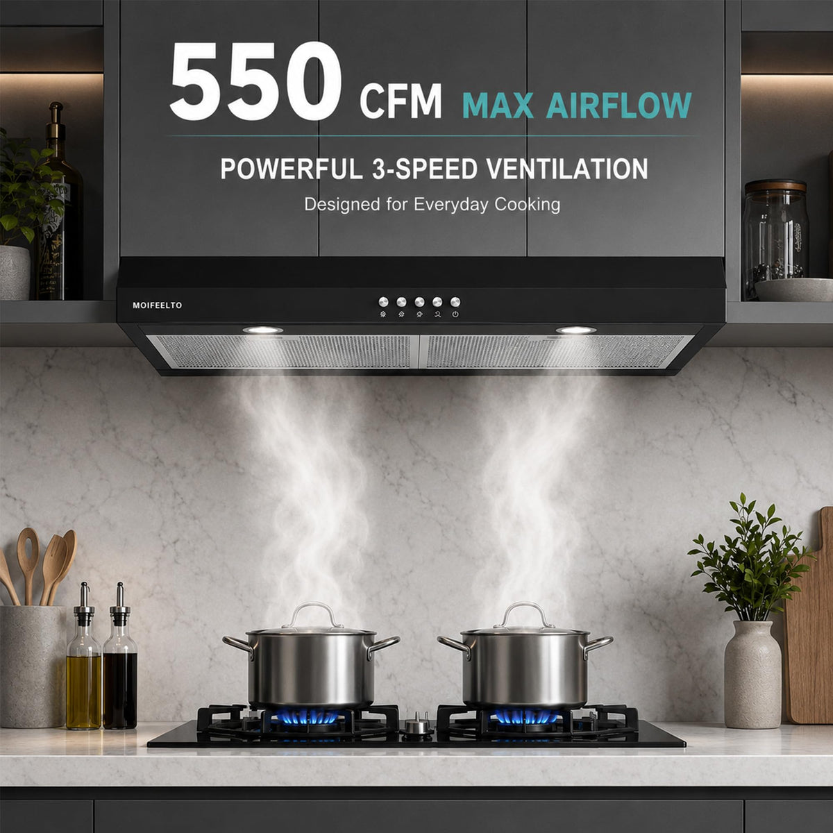 30" Black Under Cabinet Range Hood T46605