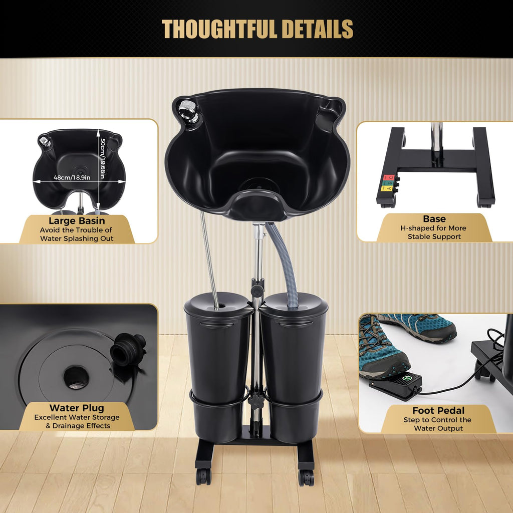 Portable Shampoo Bowl with Pump and 2 Water Tanks Y7002