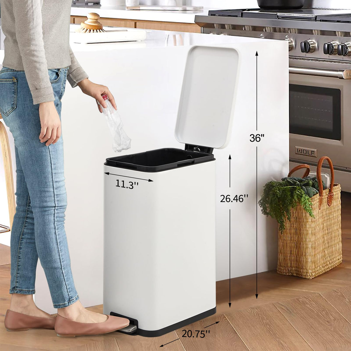 13.2 Gallon Stainless Steel Step Trash Can with Lid S2776