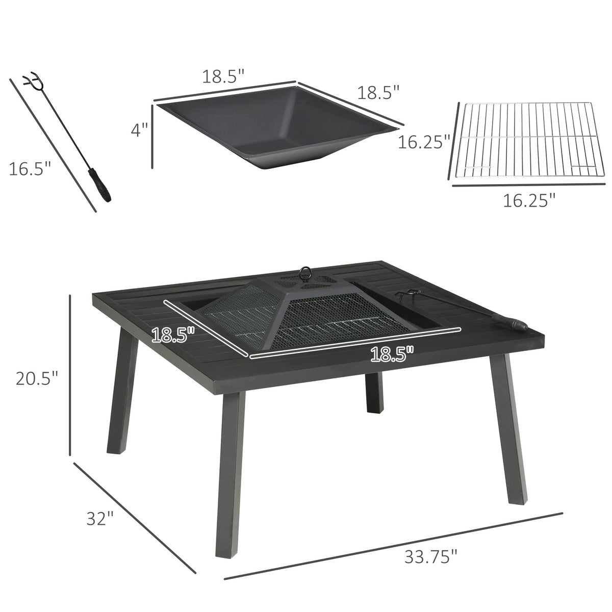 34-Inch Wood Burning Fire Pit with Grill K1507