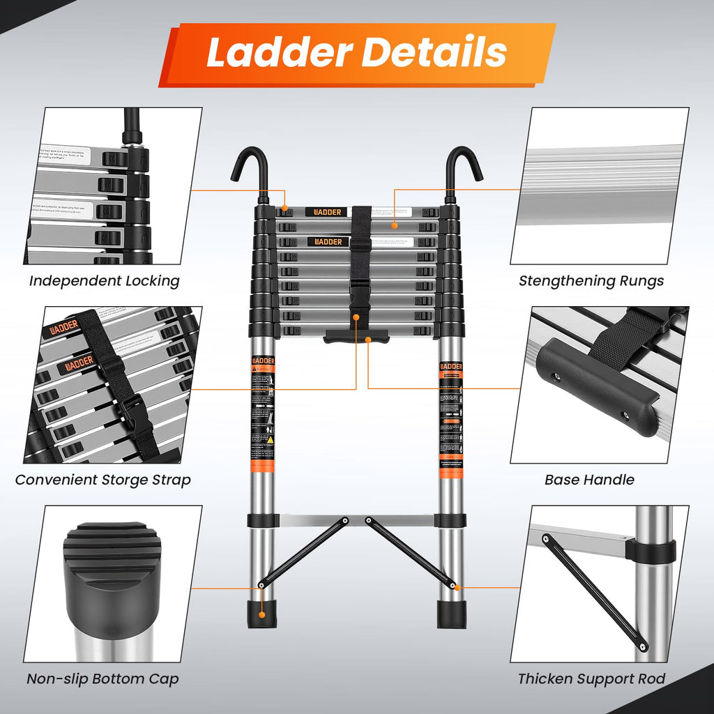 12.5 FT Telescoping Ladder with Hooks I57742