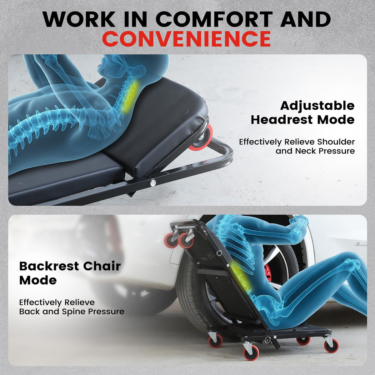 40 Inches 4 in 1 Creeper Seat up to 450 lbs Capacity Y690612