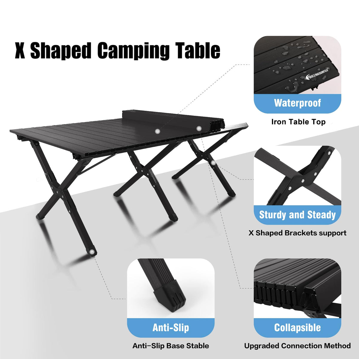 Folding Aluminum Camping Table with Carrying Bag X8230