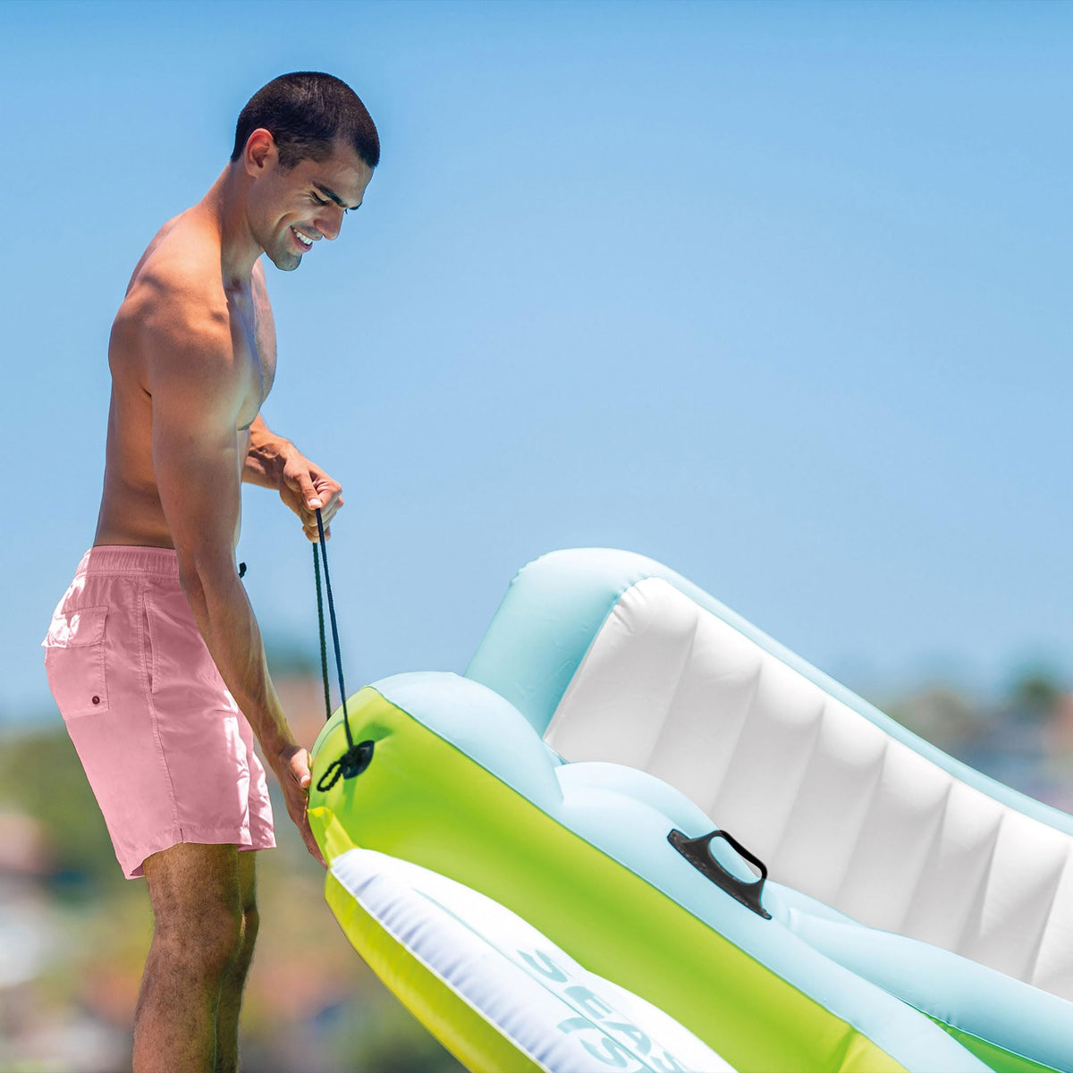 Inflatable Island Float with Built In Cooler and Cup Holder E40580