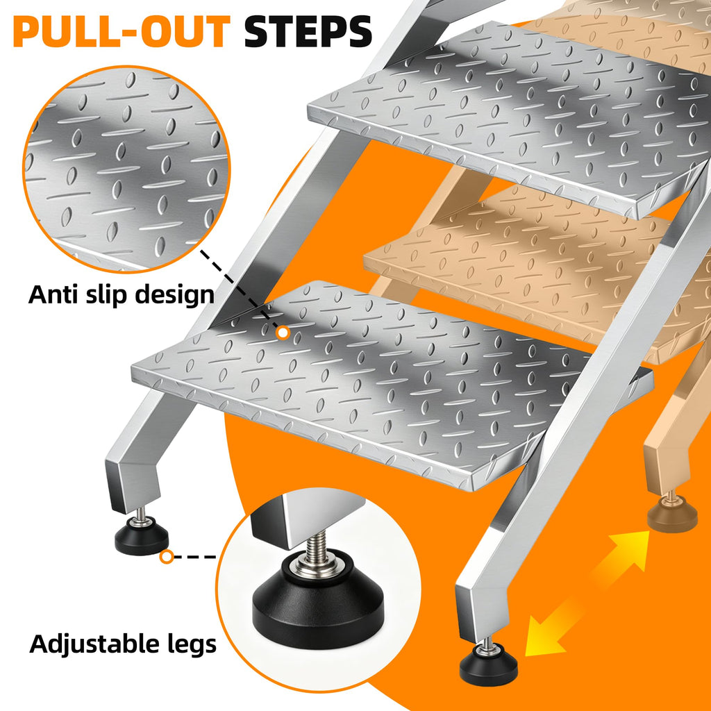304 Stainless Steel Dog Washing Station with Stairs and 2 Drawers Y70359