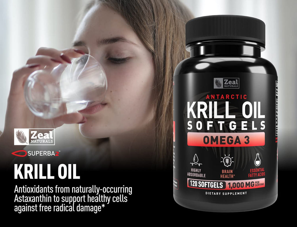 Krill Oil 1000mg 120 Softgels Omega 3 Supplement with EPA DHA Astaxanthin M64647