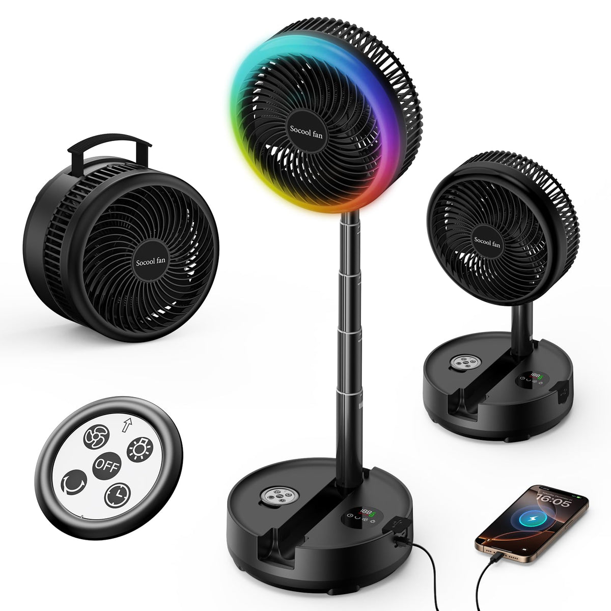 40000mAh Rechargeable Portable Fan with 8 Speed P702914