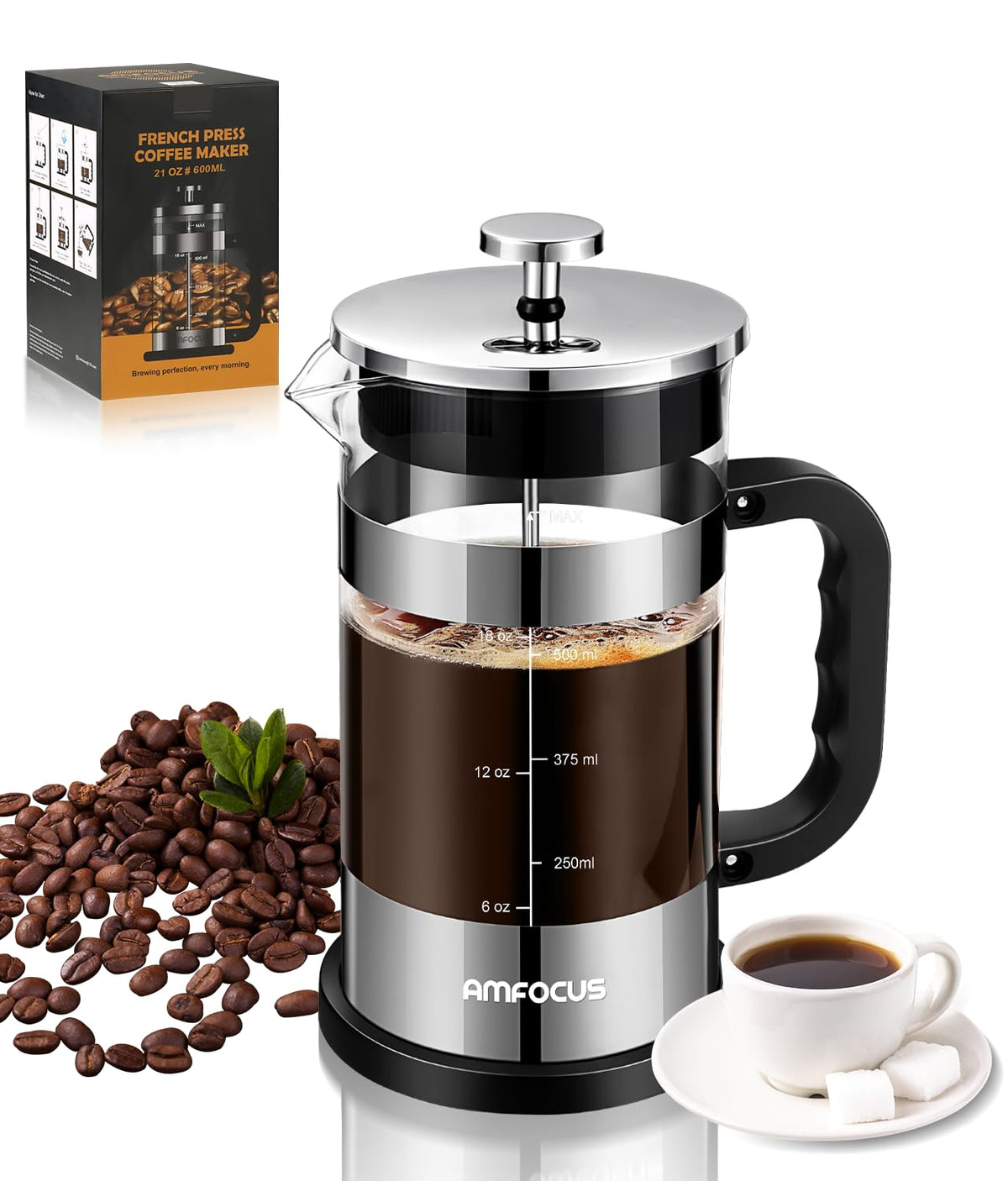 French Press Coffee Maker 21OZ Borosilicate Glass O9149