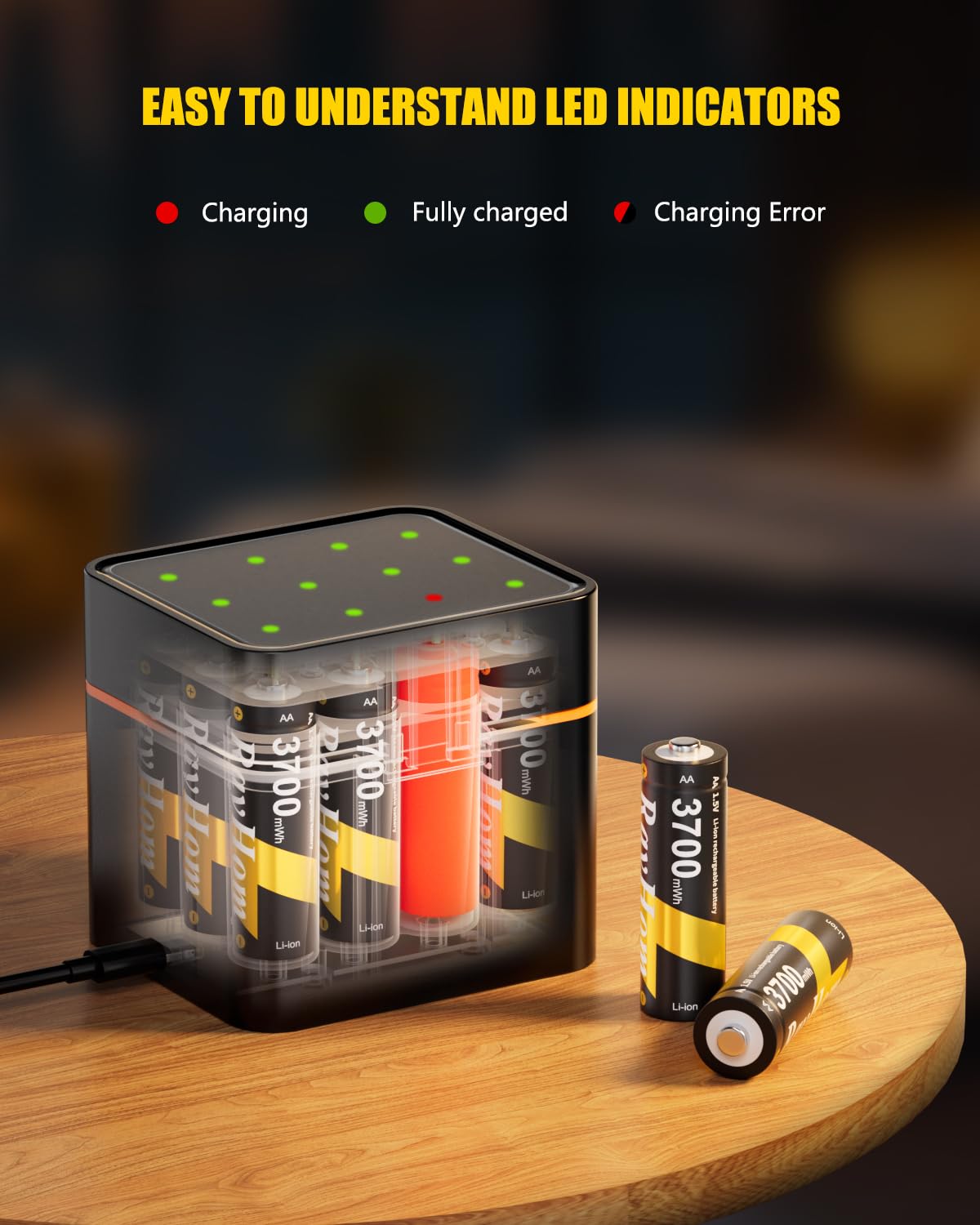 12 Pack Rechargeable AA Lithium Batteries with Charger Q4677