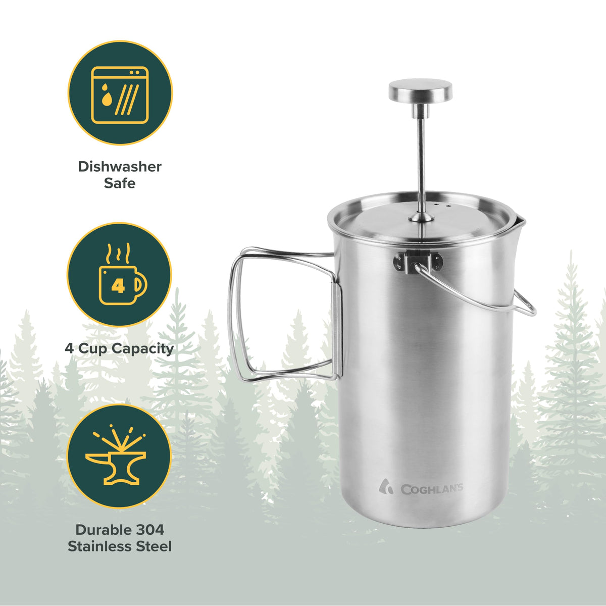 Stainless Steel French Press Coffee Maker 4-Cup 32 oz B133