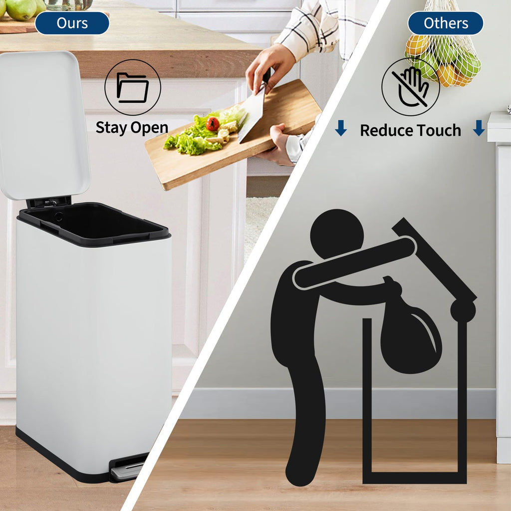 13.2 Gallon Stainless Steel Step Trash Can with Lid S2776