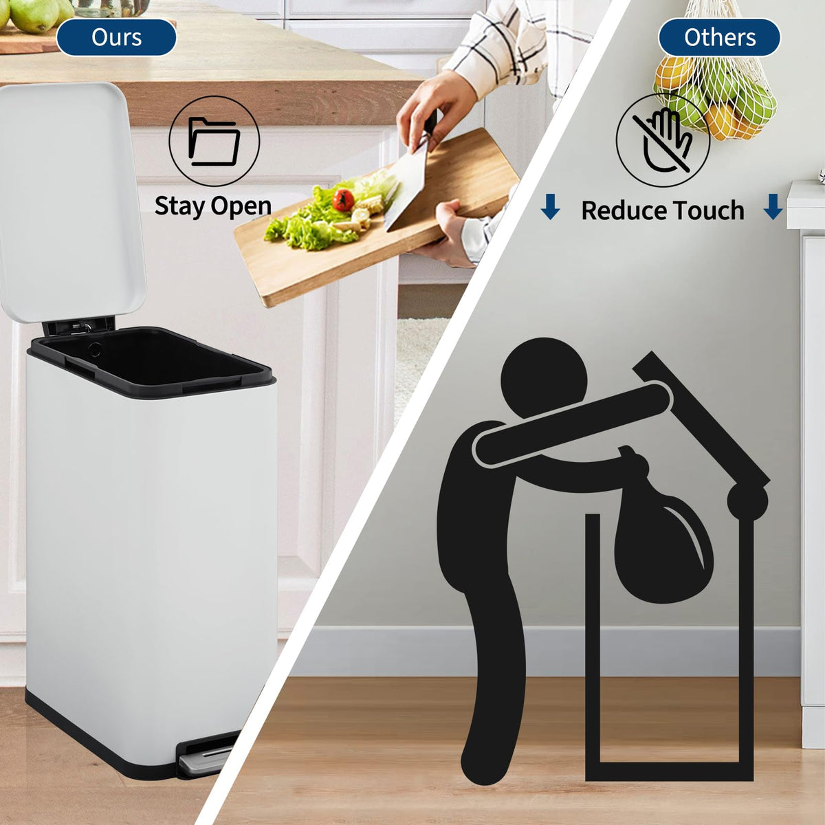 13.2 Gallon Stainless Steel Step Trash Can with Lid S2776