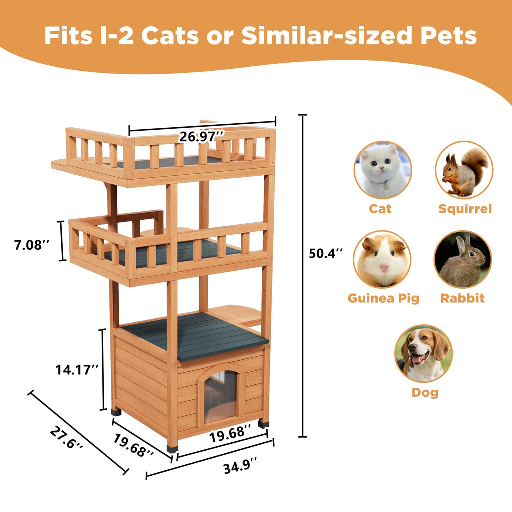Outdoor Cat Tree Tower with Enclosed Condo G861