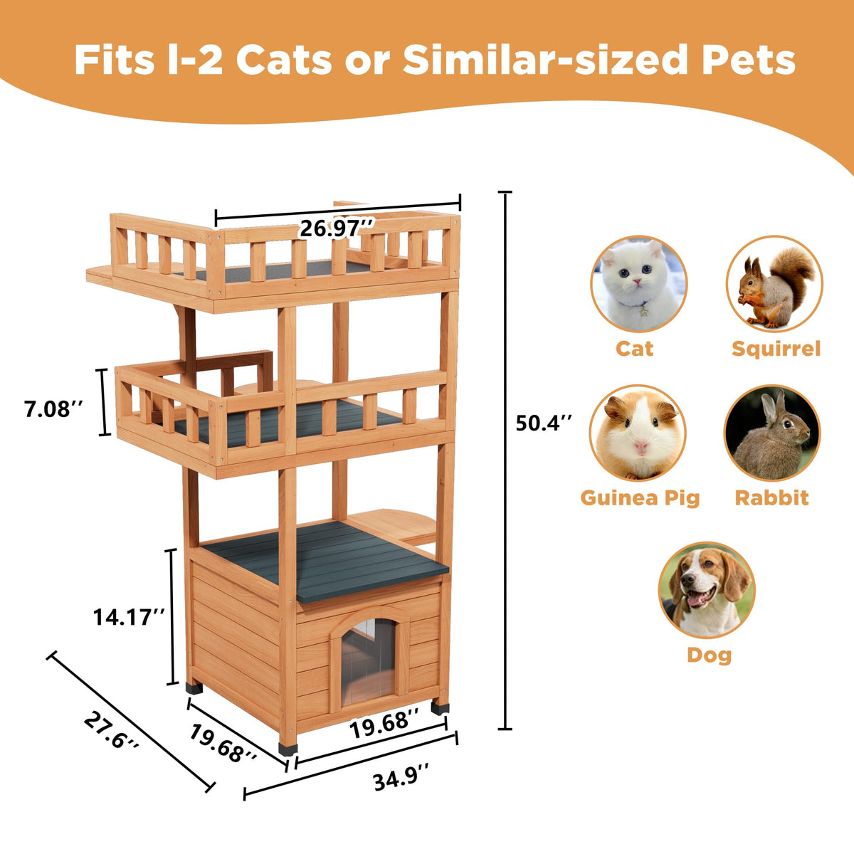 Outdoor Cat Tree Tower with Enclosed Condo G861