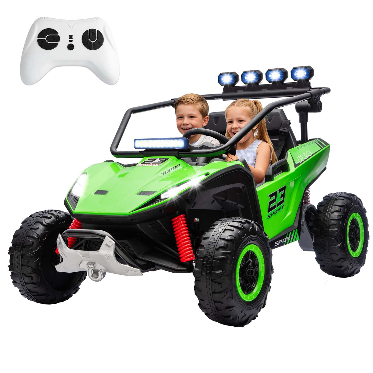 2-Seater Kids UTV with 4x200W Motor, 3-6MPH, Green U785