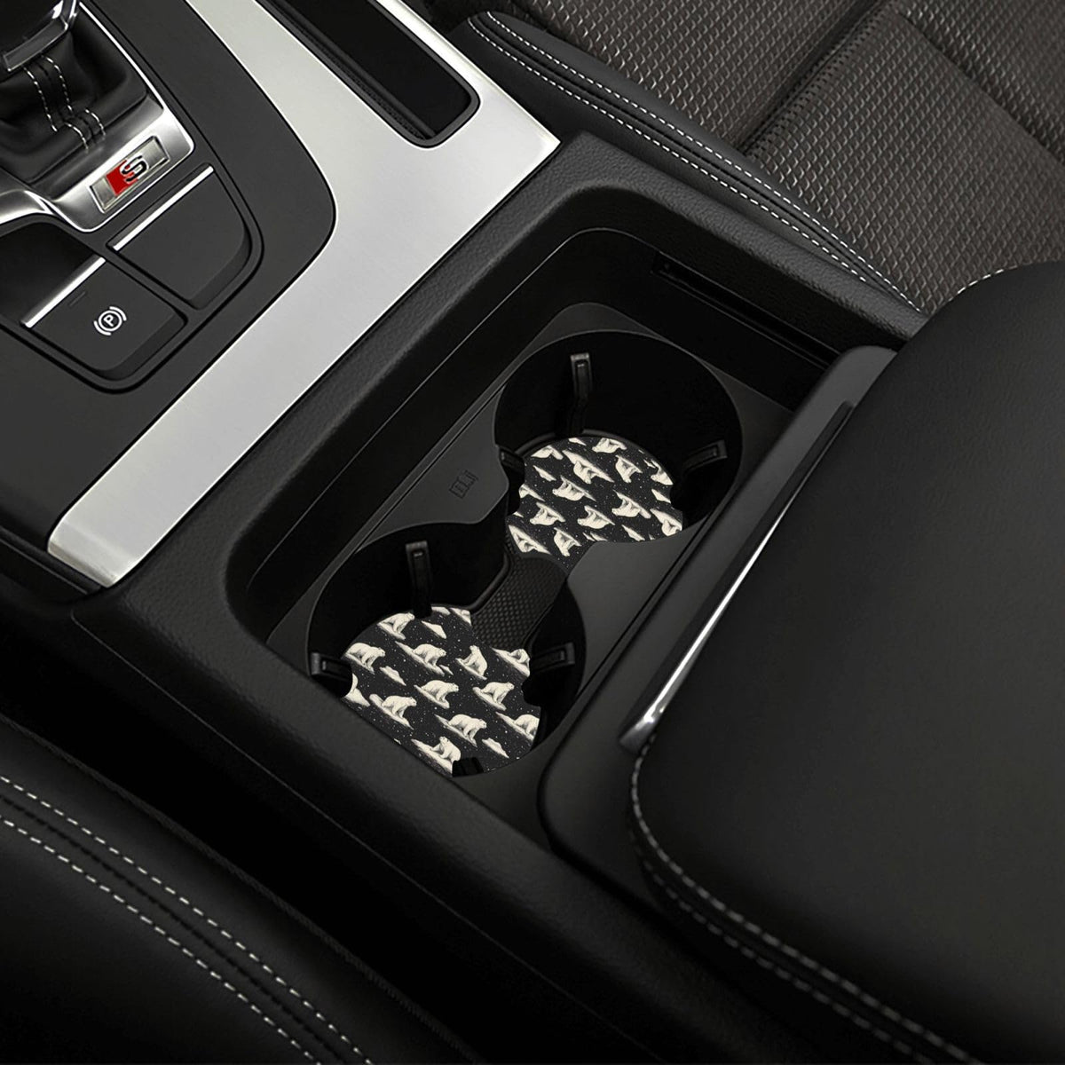 White Bear Print Car Cup Coasters Set of 2 W75618