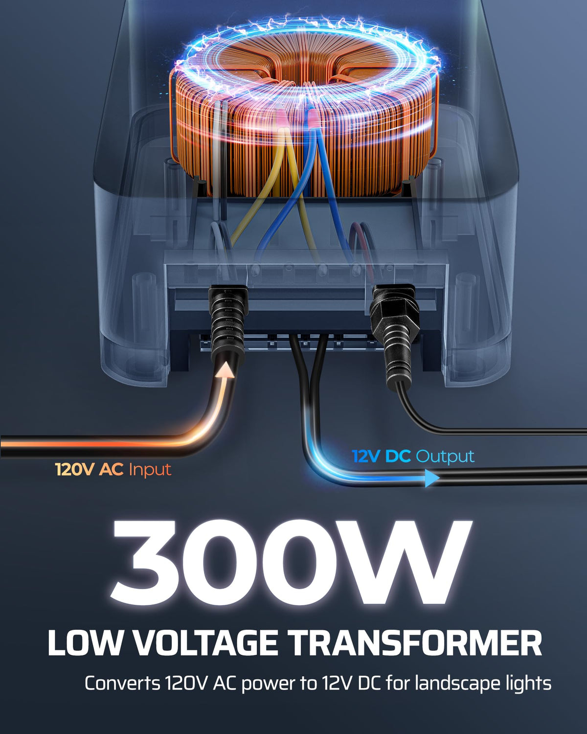 300W Low Voltage Transformer with Remote Photocell Sensor & Timer X135761