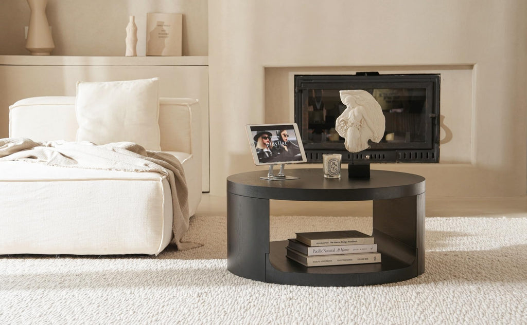 Black Round Coffee Table with Storage Z987