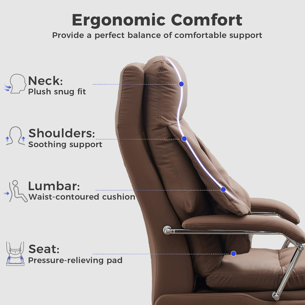 Brown PU Leather Recliner Chair with Footrest 400LBS M573