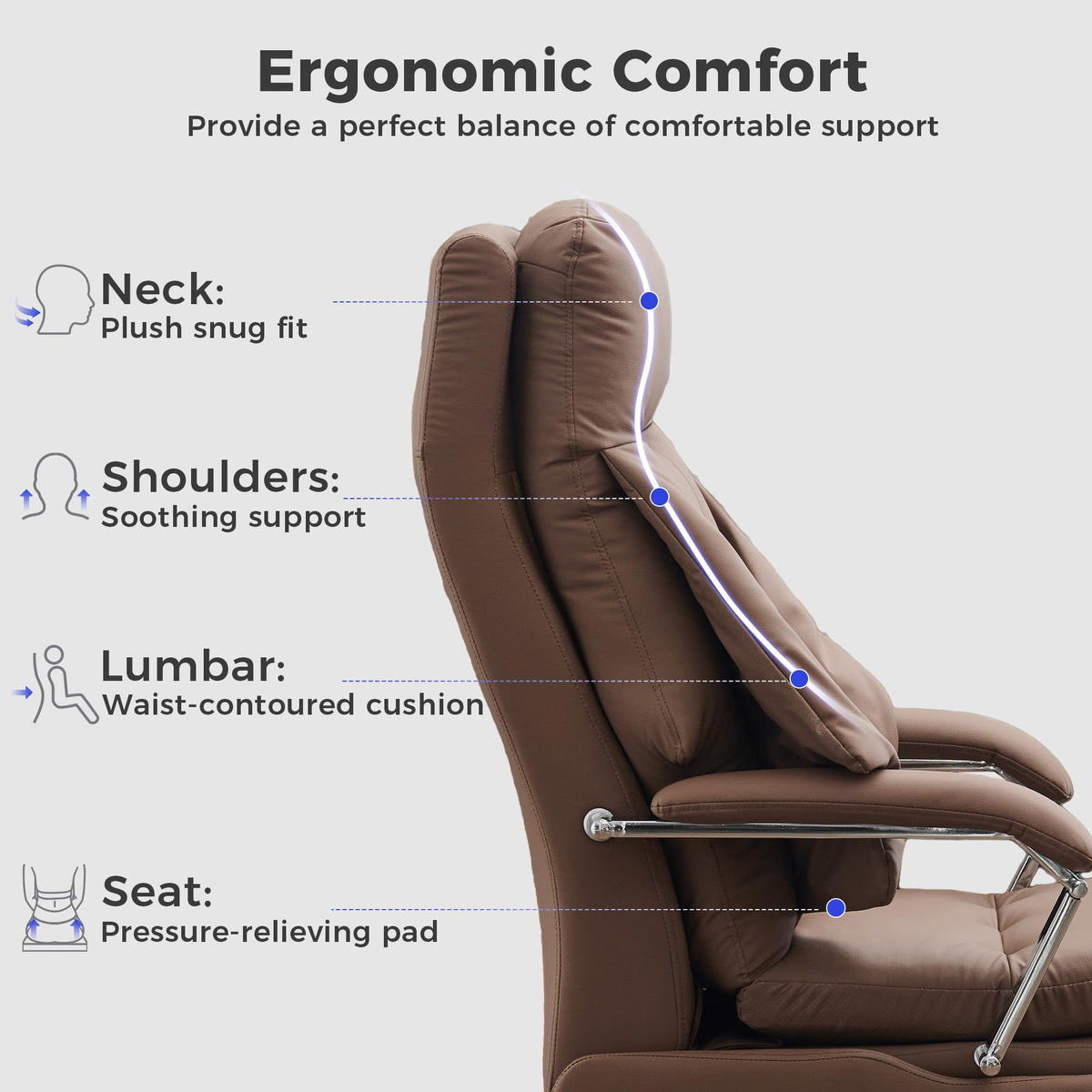 Brown PU Leather Recliner Chair with Footrest 400LBS M573