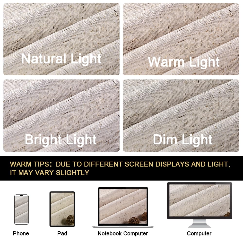 Blackout Curtains 84 Inches Long Faux Linen Thermal Insulated W100 X L84 Inch V803