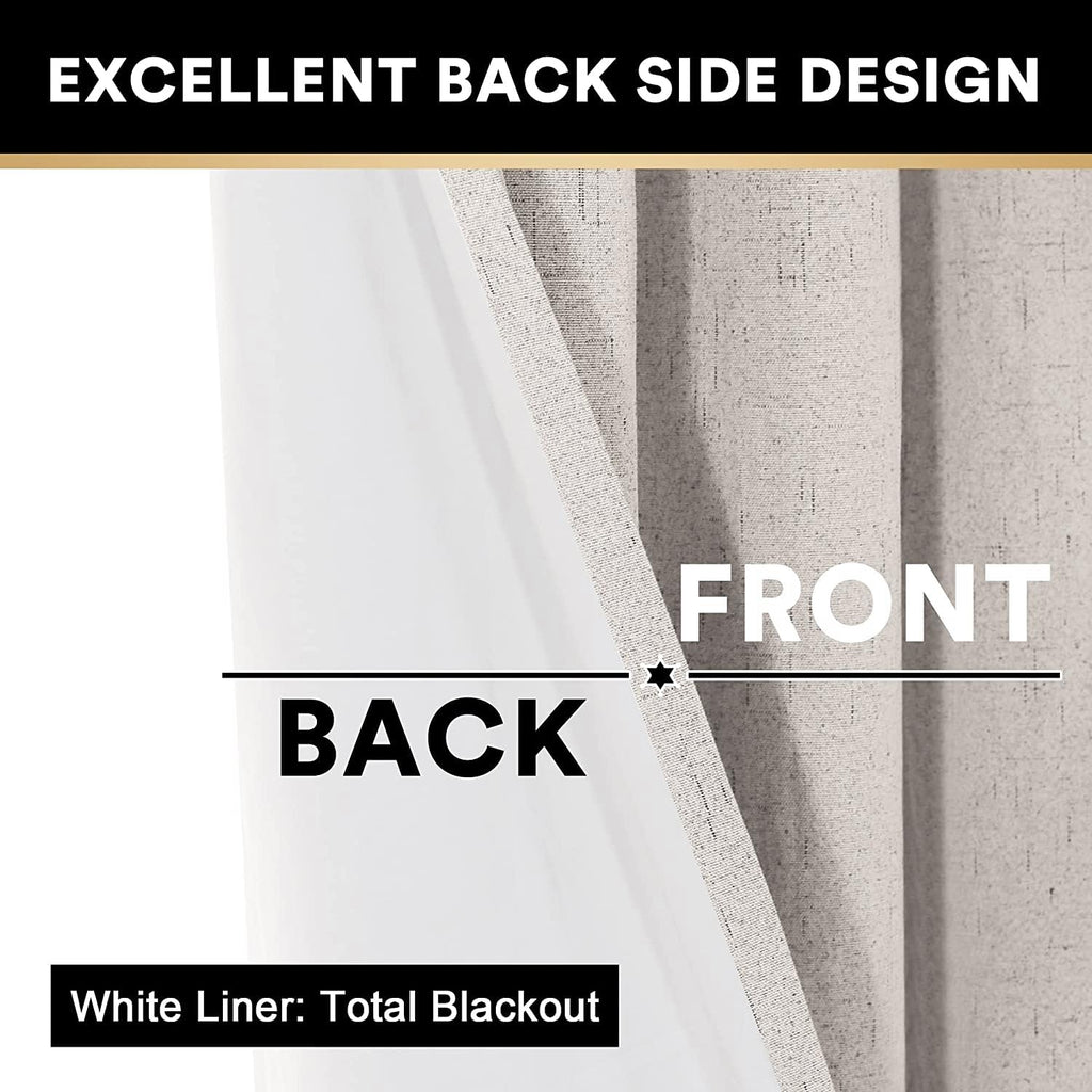 Blackout Curtains 84 Inches Long Faux Linen Thermal Insulated W100 X L84 Inch V803