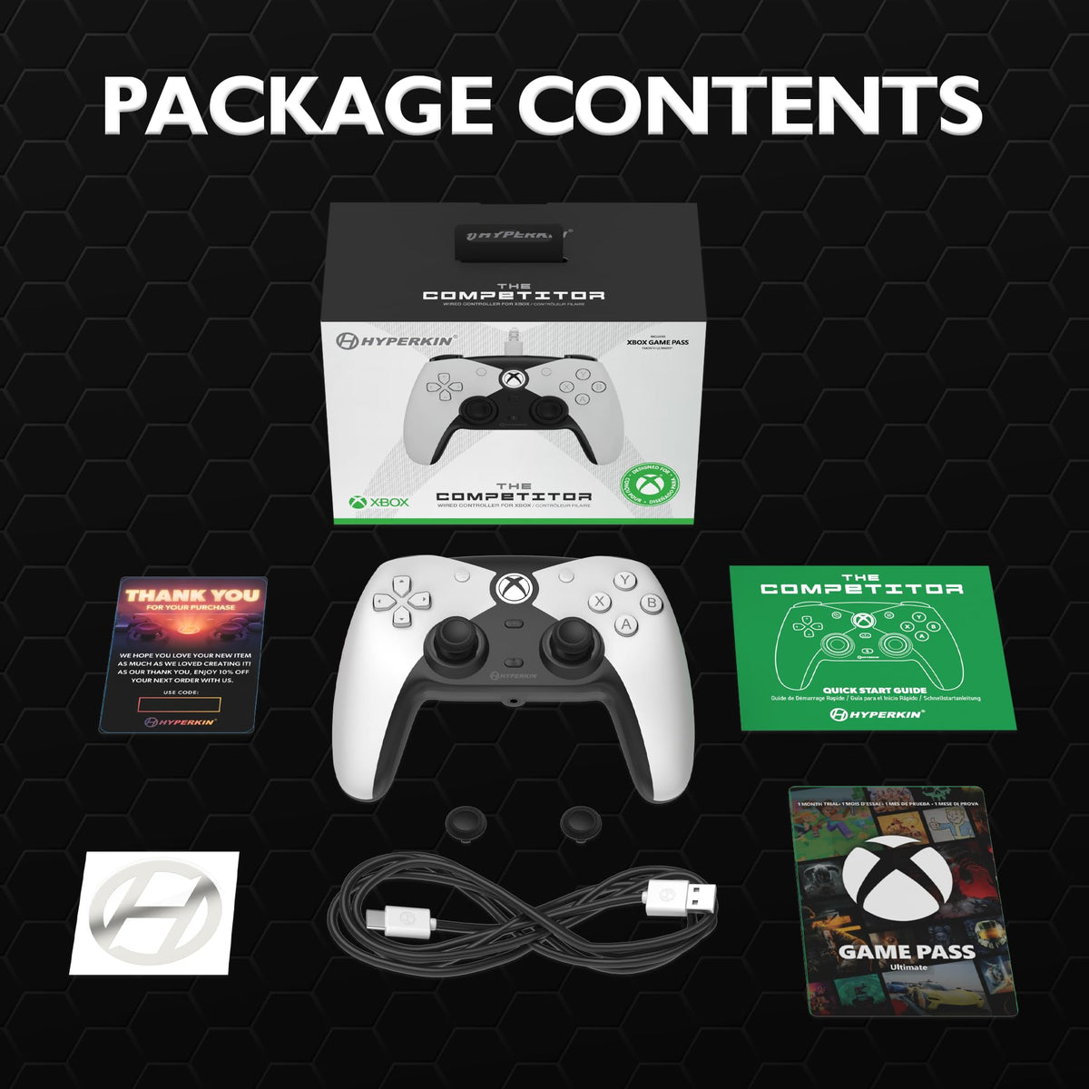 White Wired Controller with Hall Effect Joysticks Z45048