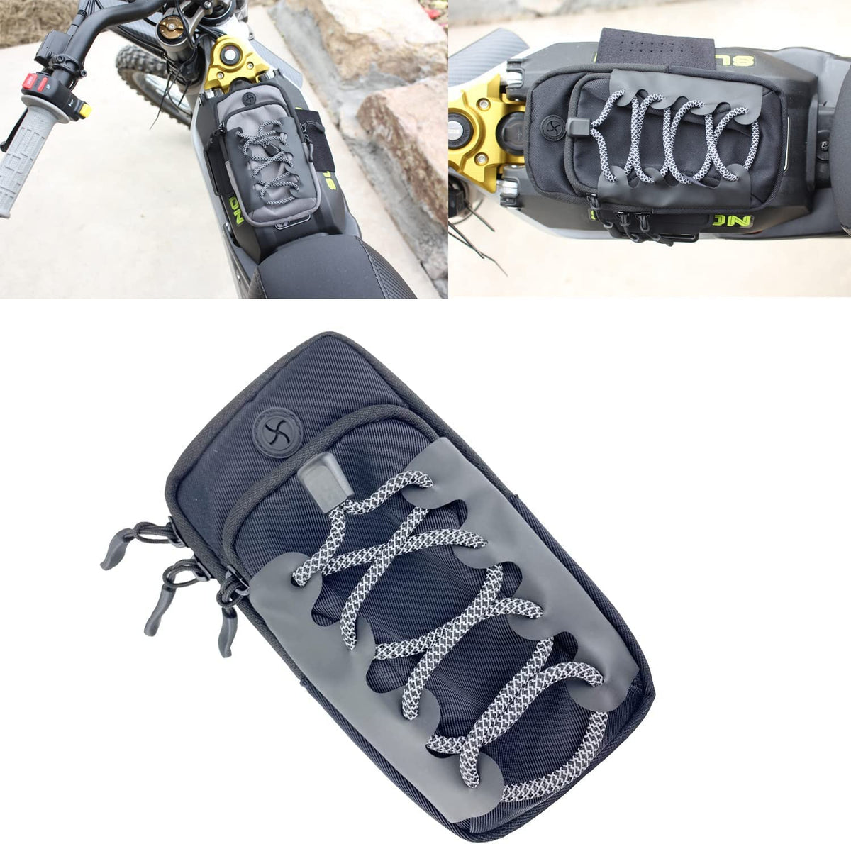 Black Motorcycle Front Frame Storage Bag E284