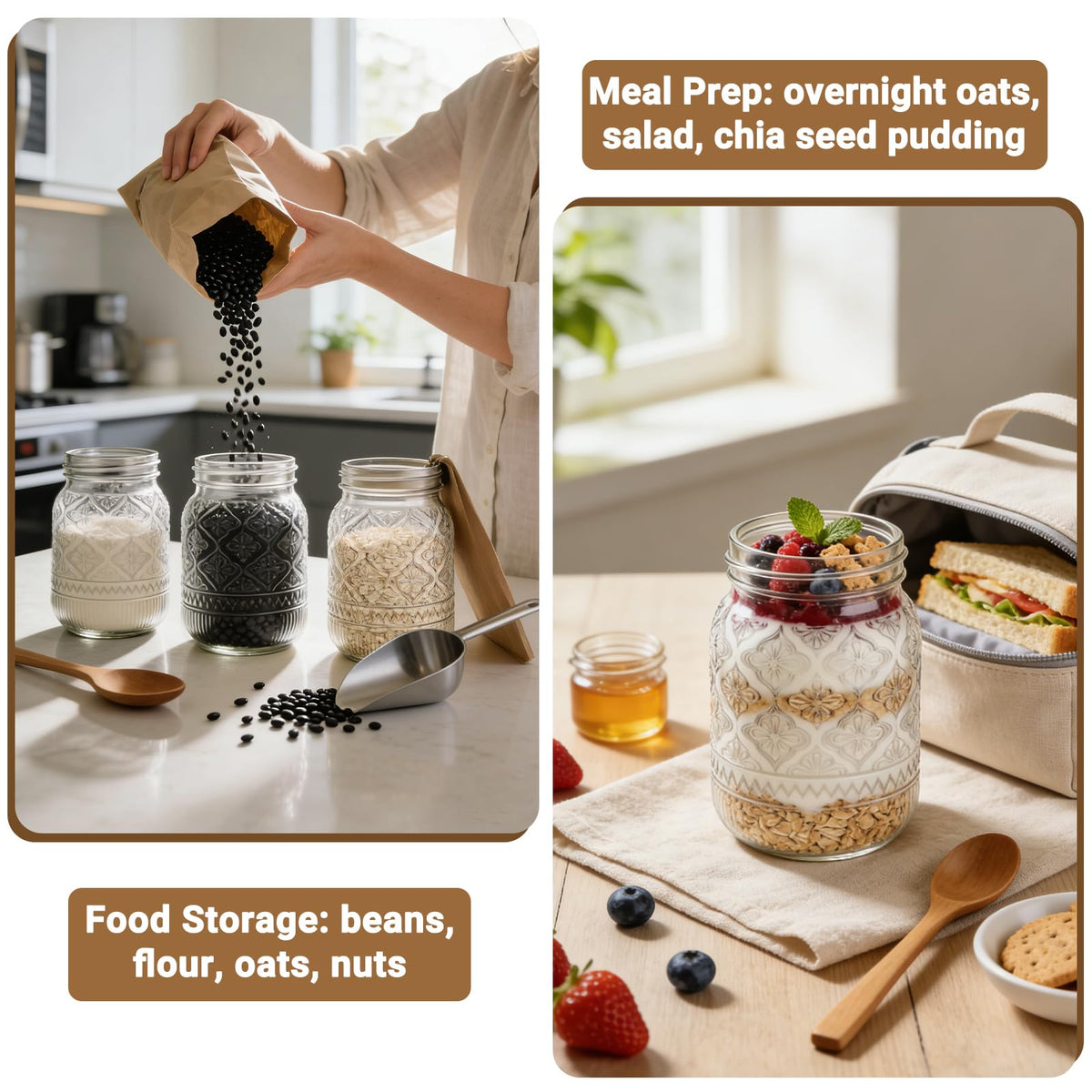 16oz Embossed Mason Jars 15-Pack with Airtight Lids B172