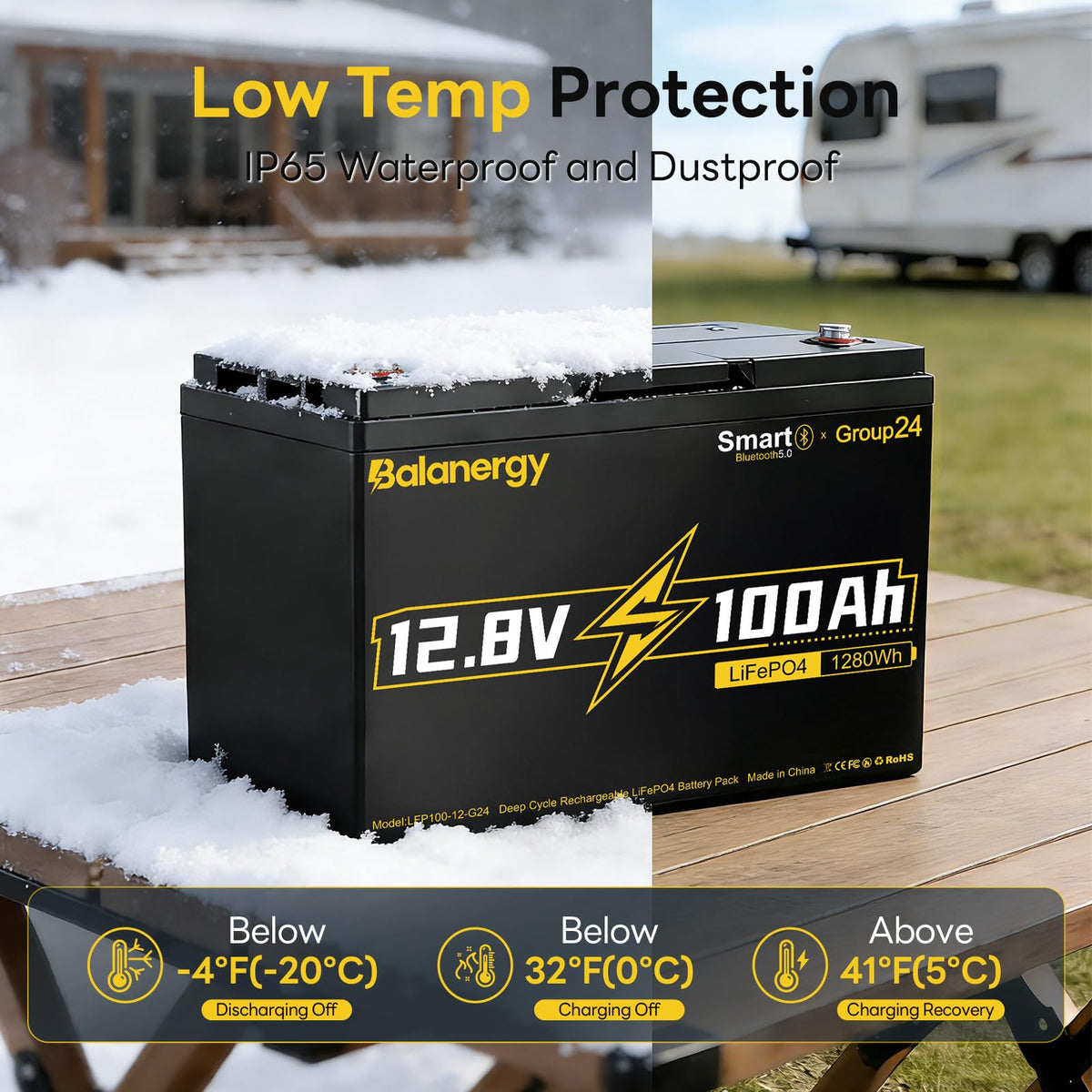 12V 100Ah LiFePO4 Lithium Battery with 100A BMS O6751
