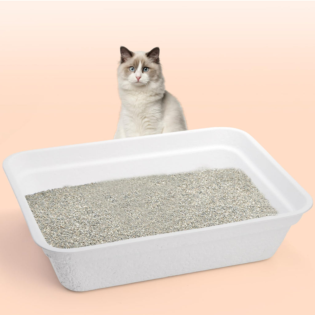 8 Pack White Cardboard Disposable Cat Litter Boxes D364374