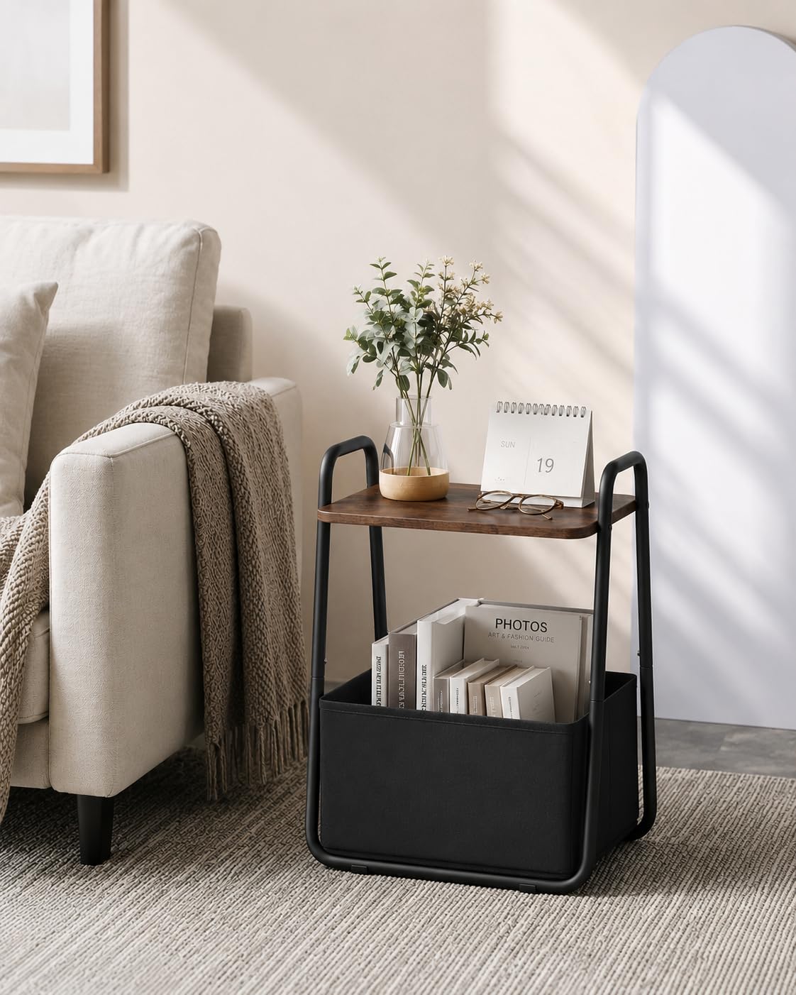 Small Storage Side Table with Metal Frame W30905