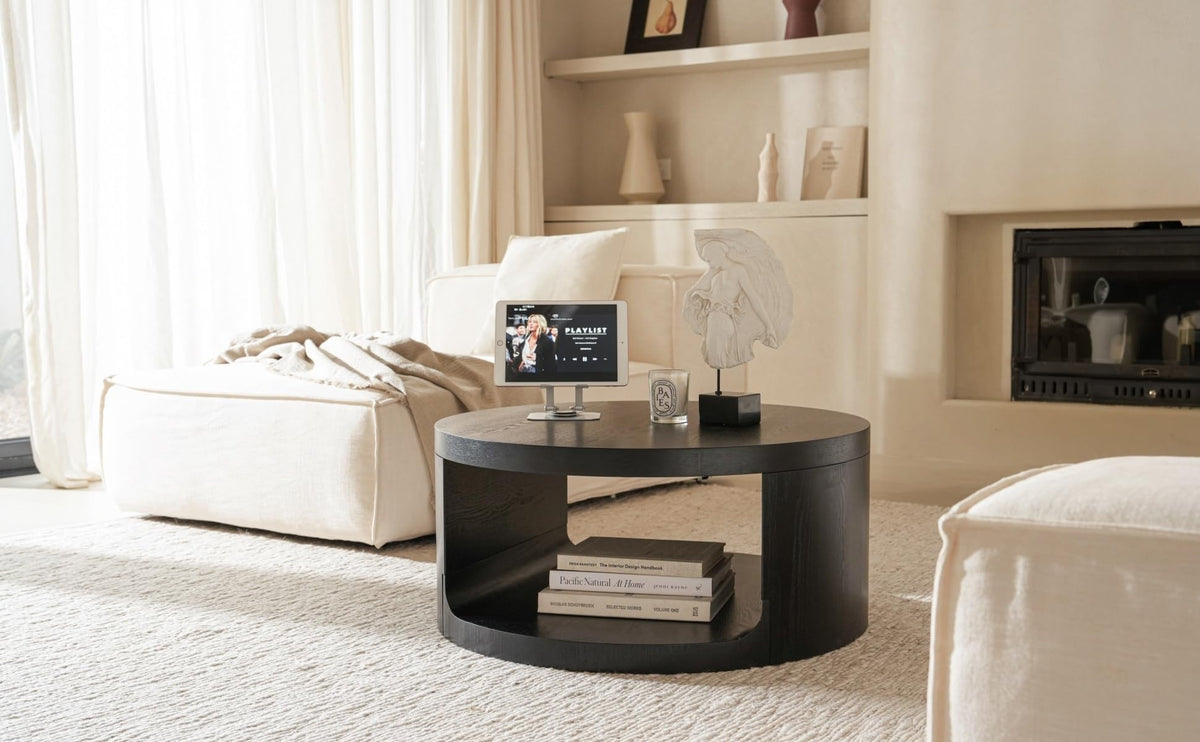 Black Round Coffee Table with Storage Z987