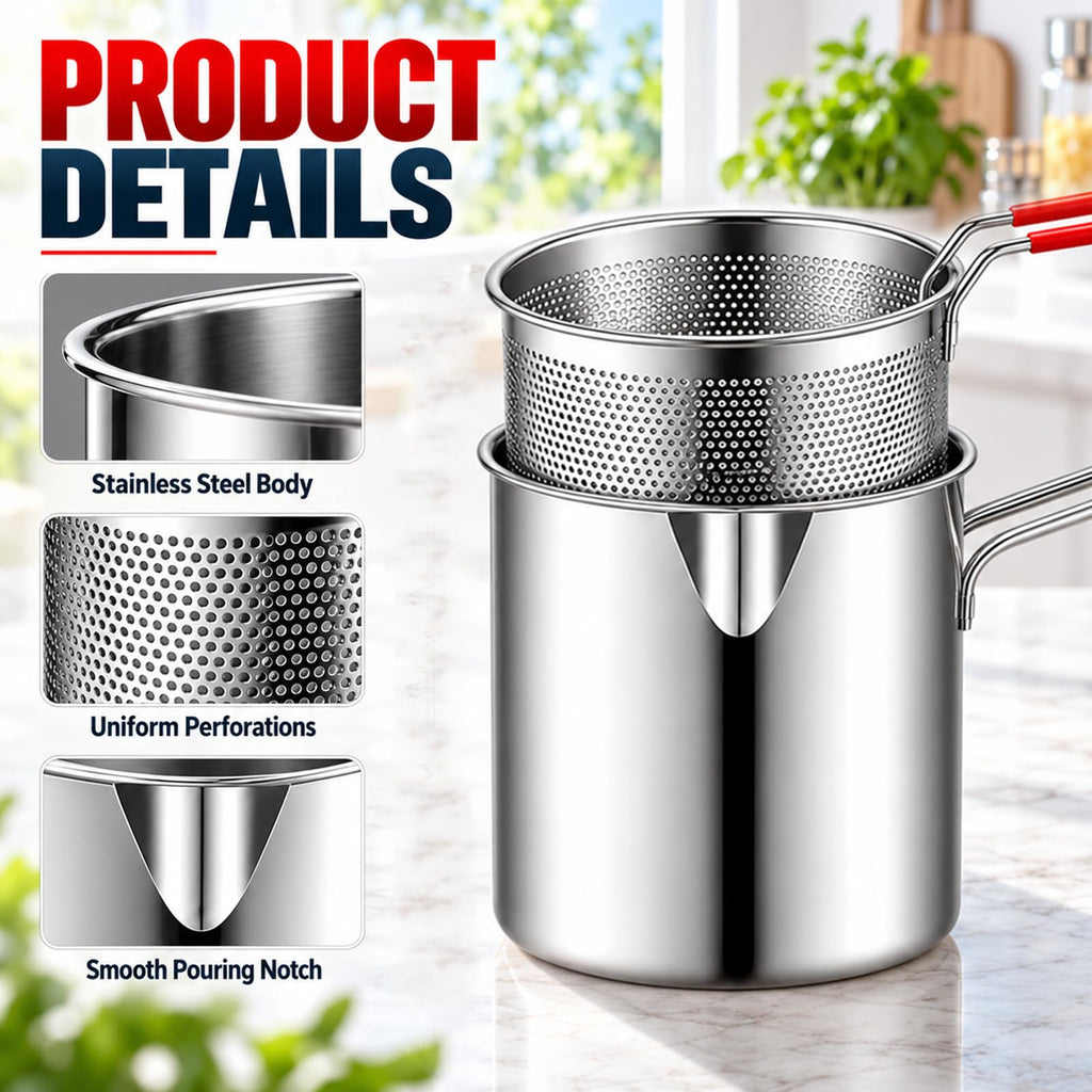 Stainless Steel Pot with Draining Basket, Five Piece Set N146