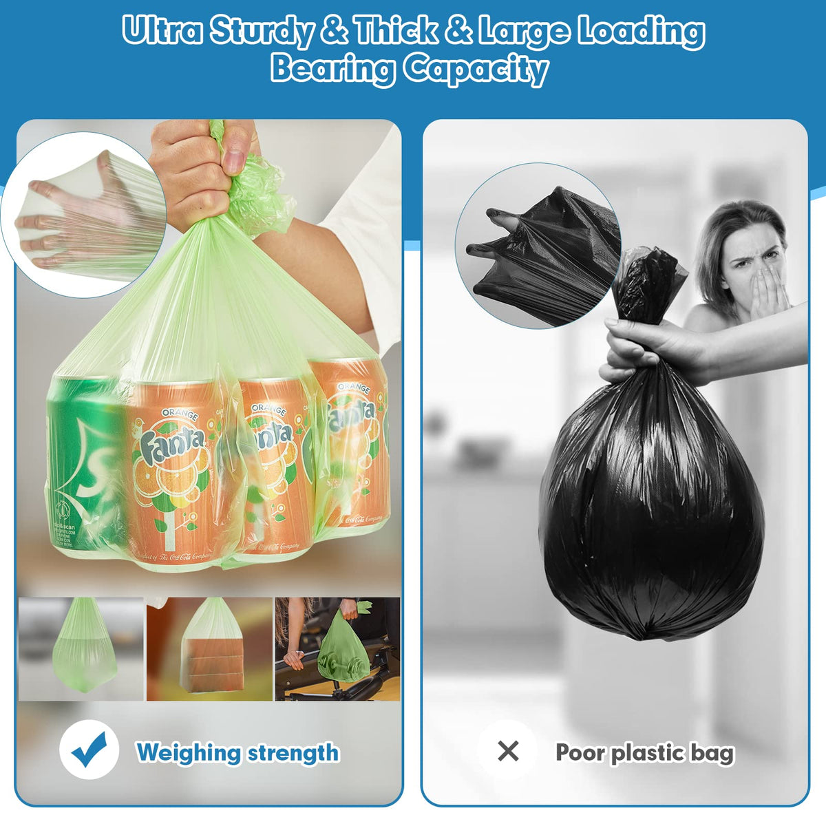 4 Gallon Biodegradable Extra Thick Small Trash Bags J5425