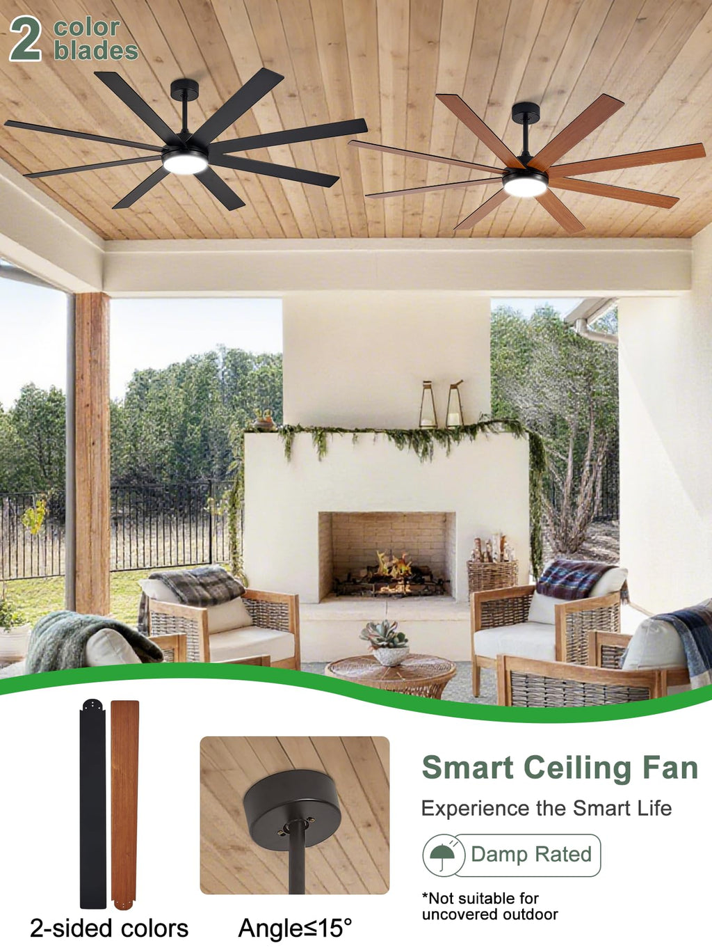 Black 72in Ceiling Fan with Lights H56915